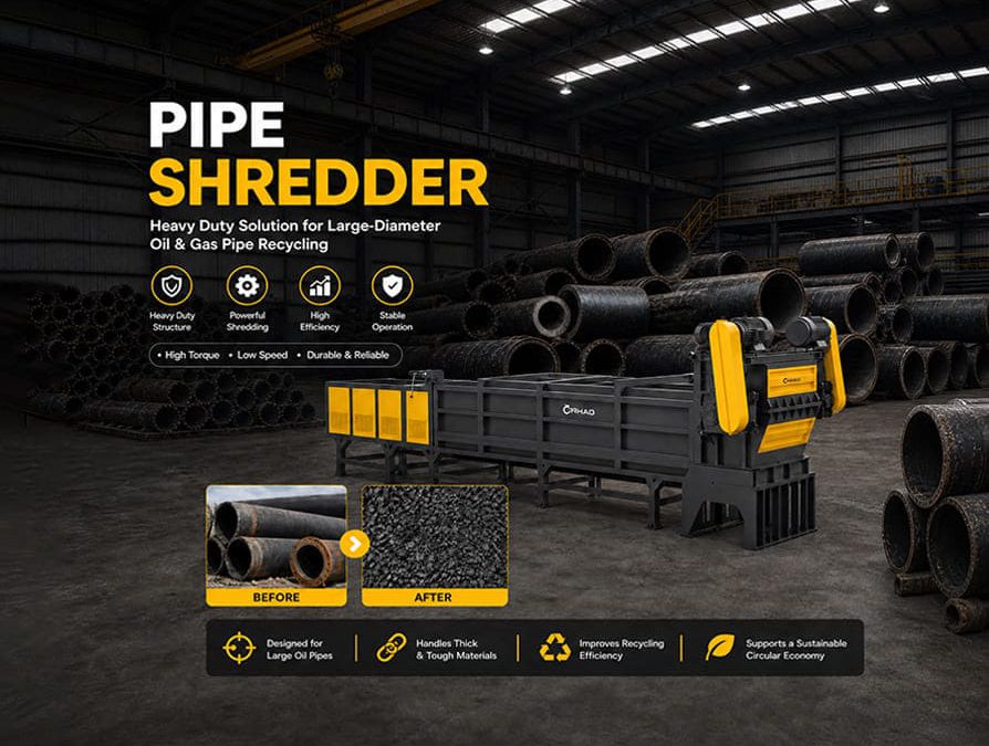 Large Plastic Pipe Recycling with a Pipe Shredder